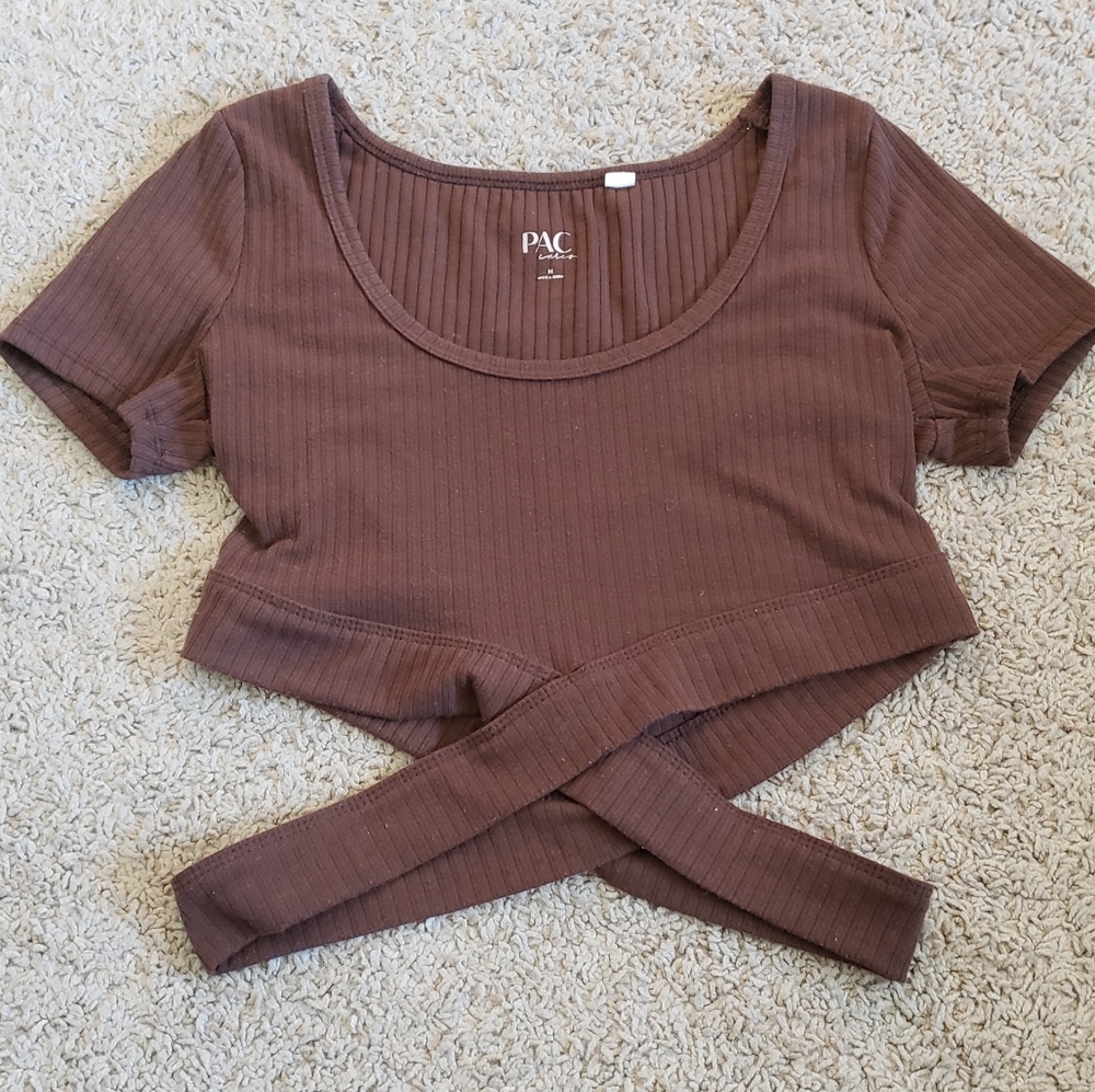 Criss-cross Rib Shortsleeve Crop Top